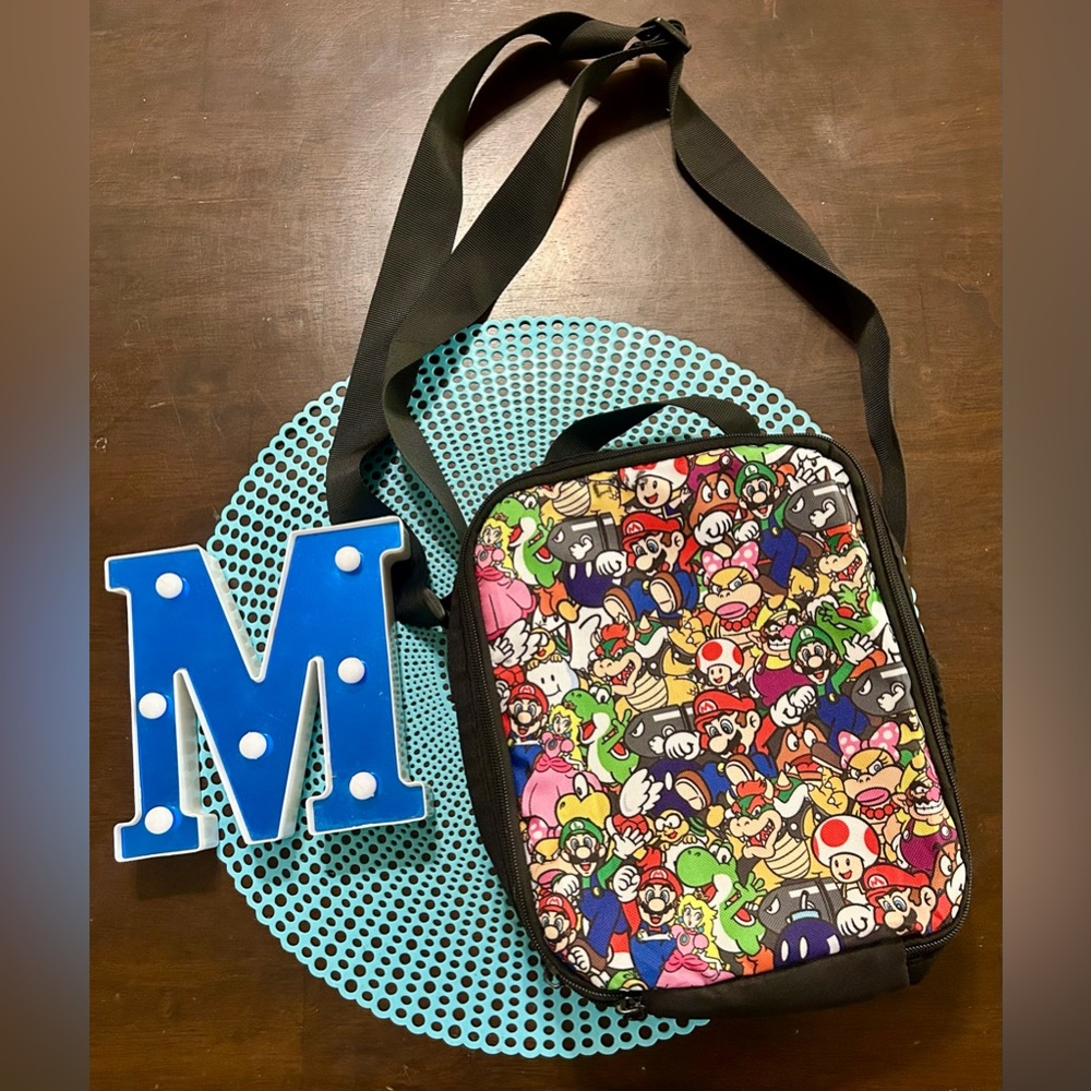 Super Mario Bros Boy's Girl's Soft Insulated School Lunch Box, with Strap